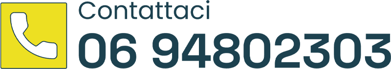 Riquadro di contatto con l'icona gialla del telefono e il numero 06 94802303
